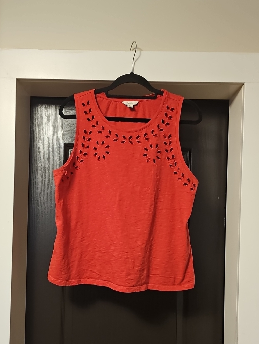 RW&CO. Coral/Red Eyelet Tank Top